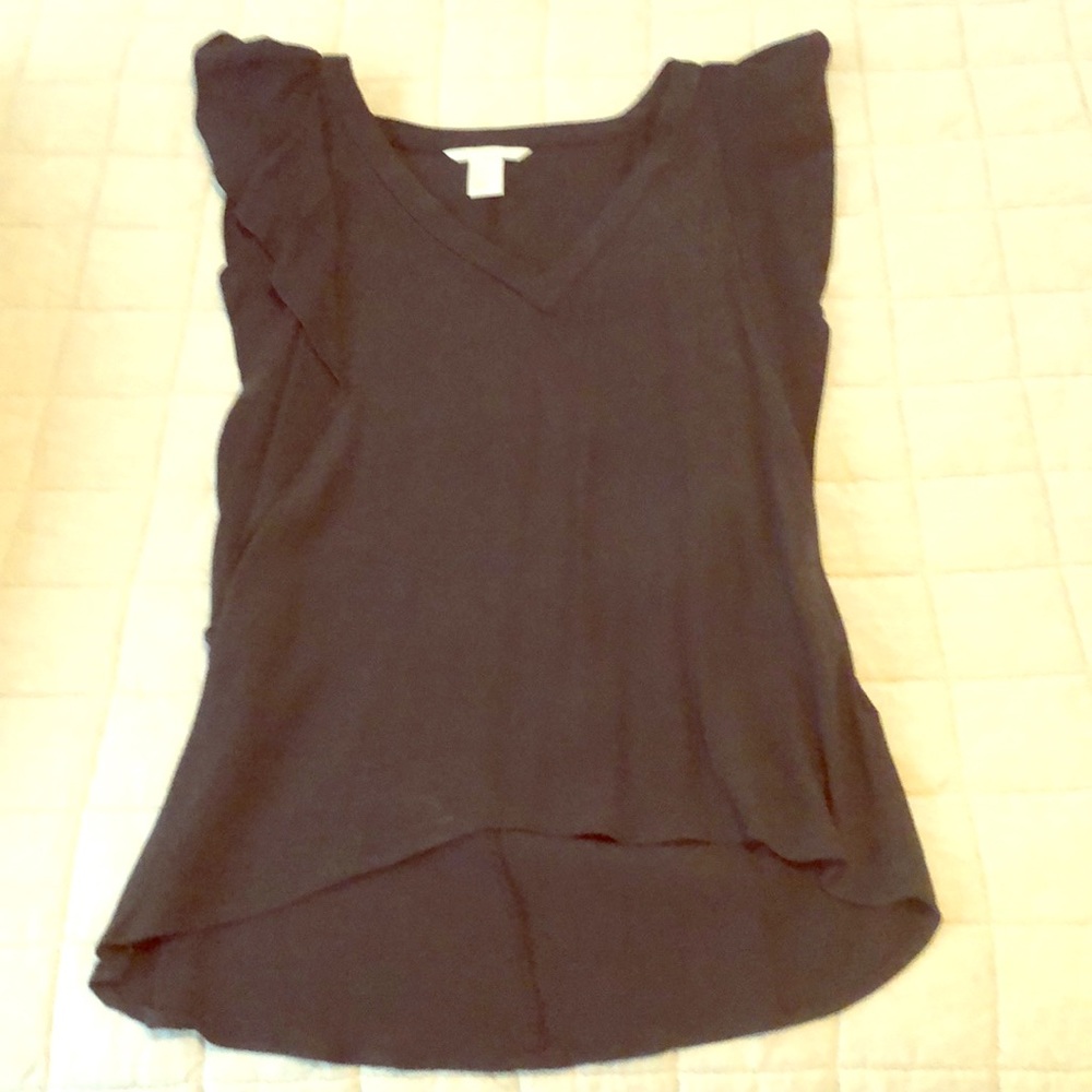 Black H&M top with flutter sleeves